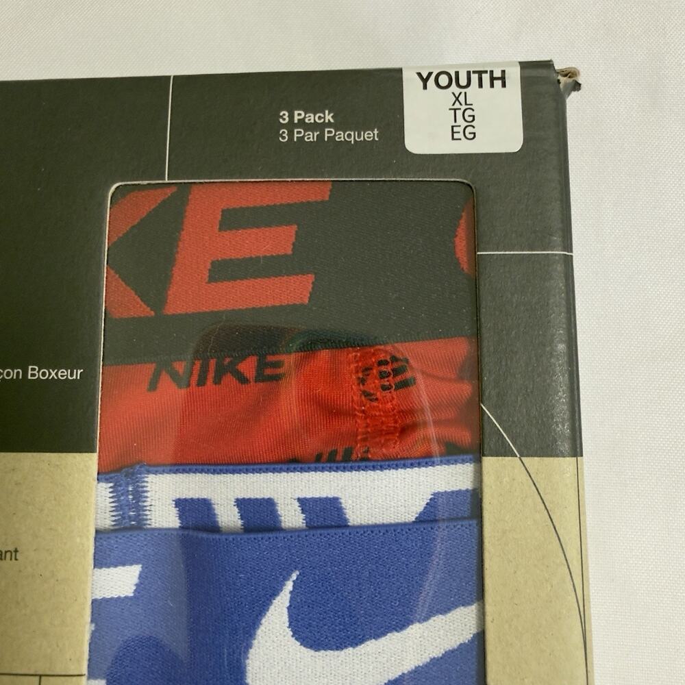 Nike Dri-Fit Essential Micro Boys Boxer Brief Size XL 3 Pack Uni Red Black Blue - Picture 3 of 8
